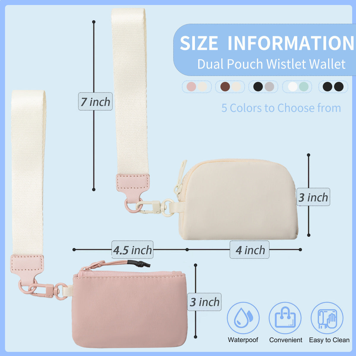 Waterproof Nylon ID Bag, Double Bag Portable Multi-function Small Bag Wallet, Keychain Wrist Bag, Wristlet Purses for Women Casual, Wristlet Bag Casual, Wristlet Bag Pouch Wristlet Wallet,