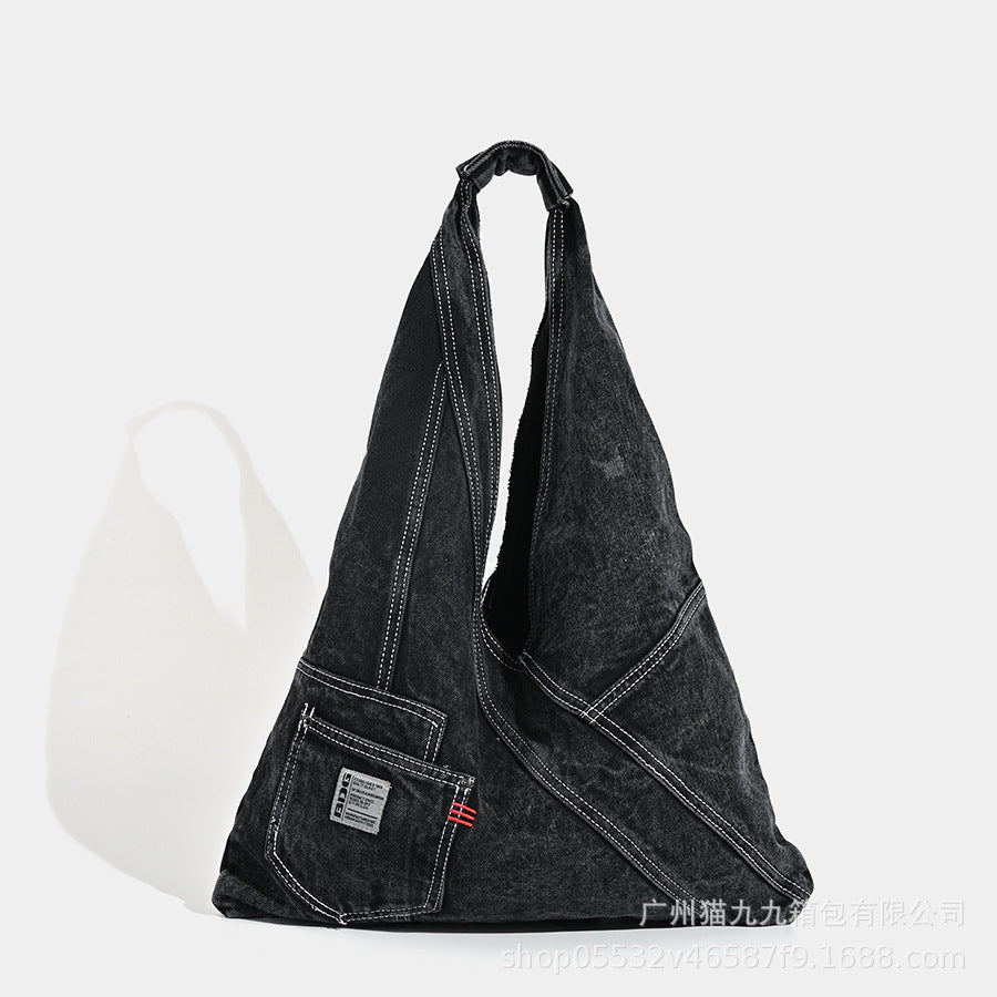 Washed denim hobo bag, underarm shoulder bag, large capacity tote shoulder bag, handbag versatile