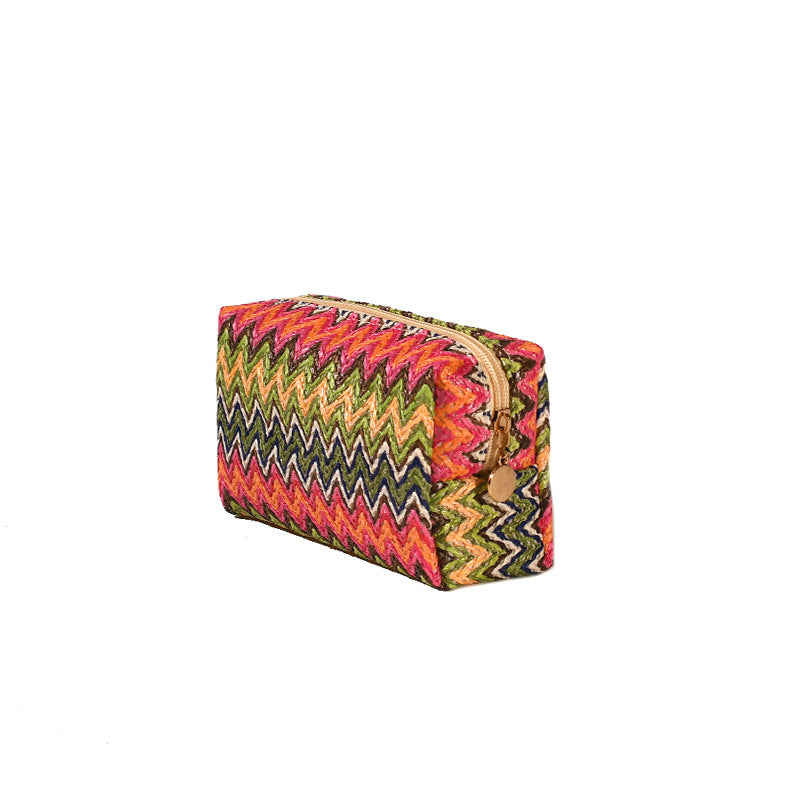 Woven cosmetic bag, change lipstick storage bag, portable cosmetic bag retro m travel travel square bag small