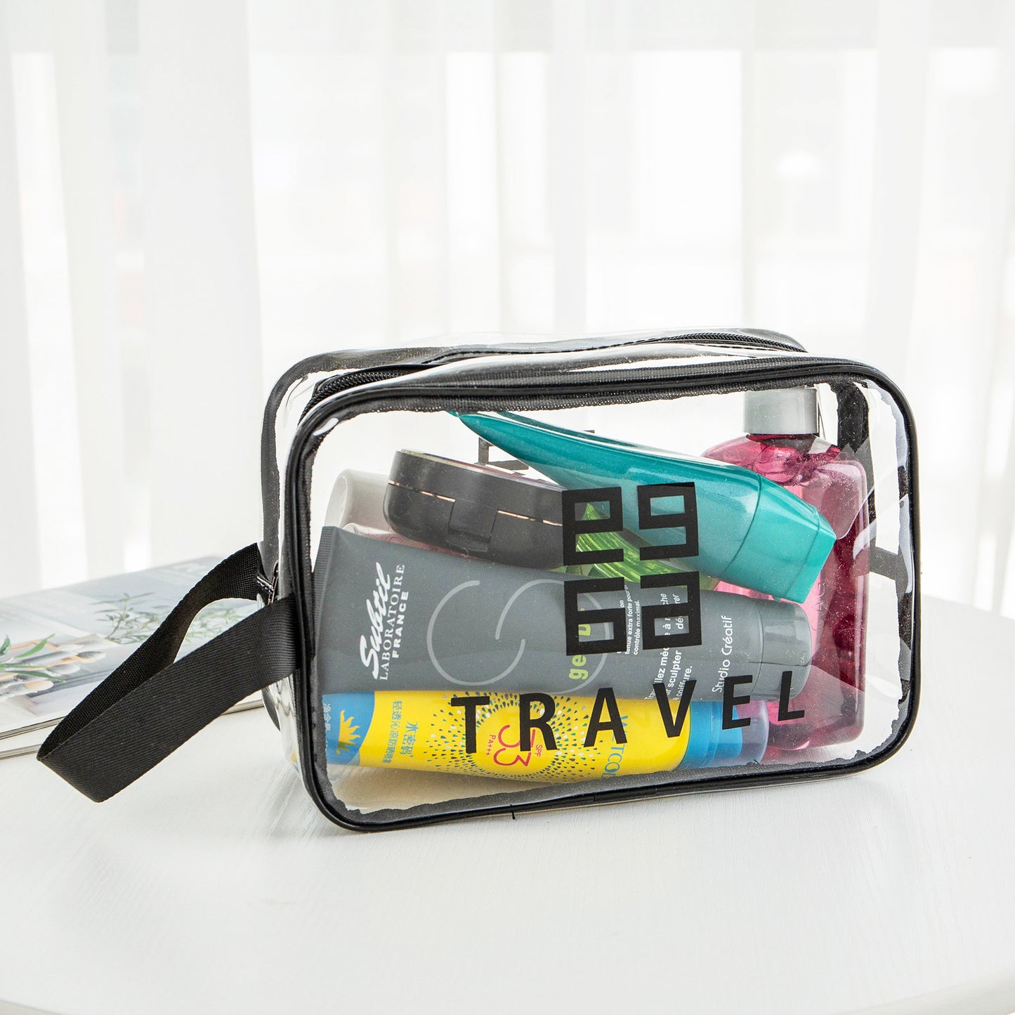 Transparent Toiletry Bag,Wash bag portable cosmetic bag, waterproof travel cosmetics large-capacity storage bag