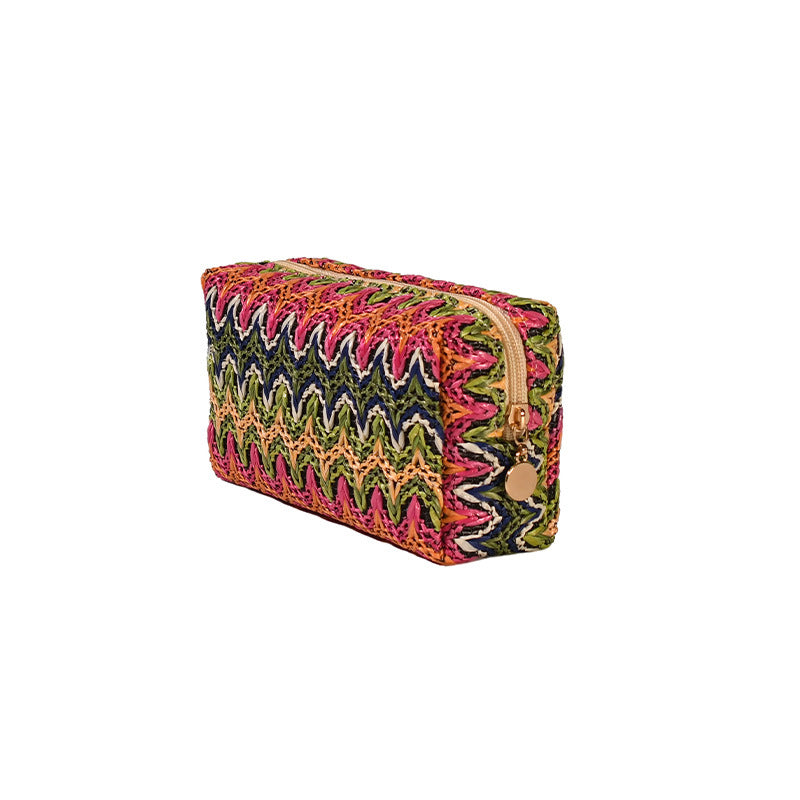 Woven cosmetic bag, change lipstick storage bag, portable cosmetic bag retro m travel travel square bag small