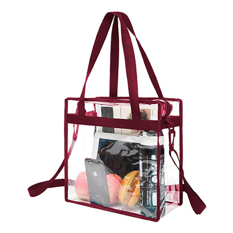 PVC transparent bag, square oversized travel tote bag, storage bag portable shoulder shopping bag, clear bag for stadium events