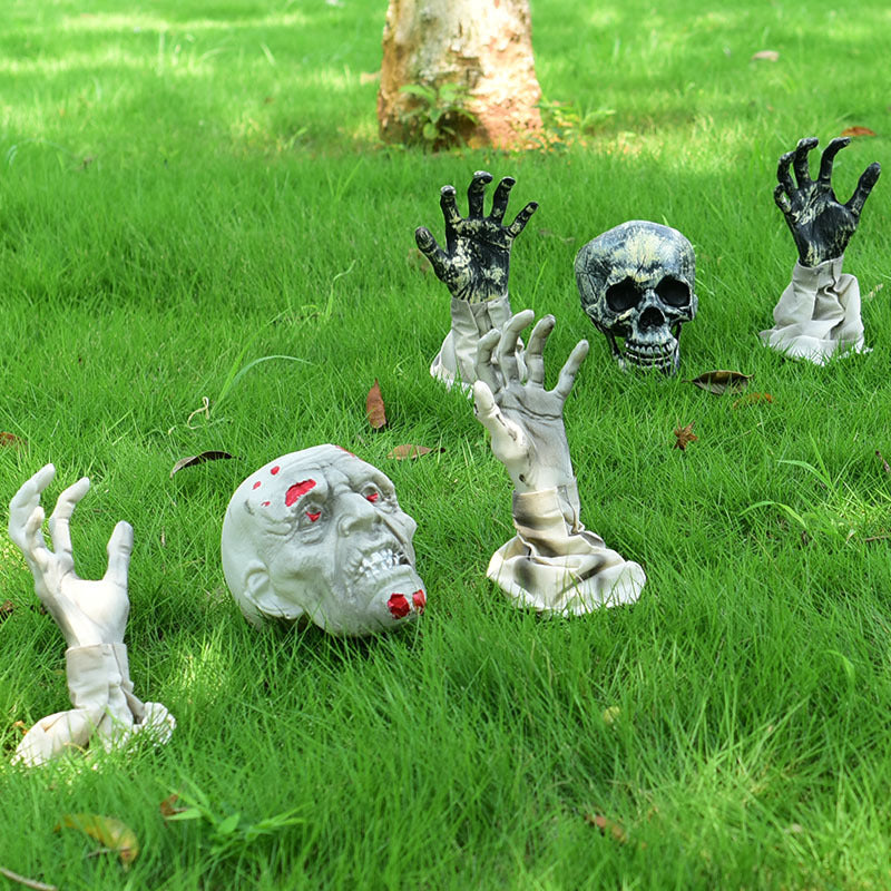 Halloween scary ghost grass decoration horror scene layout atmosphere props three-piece set