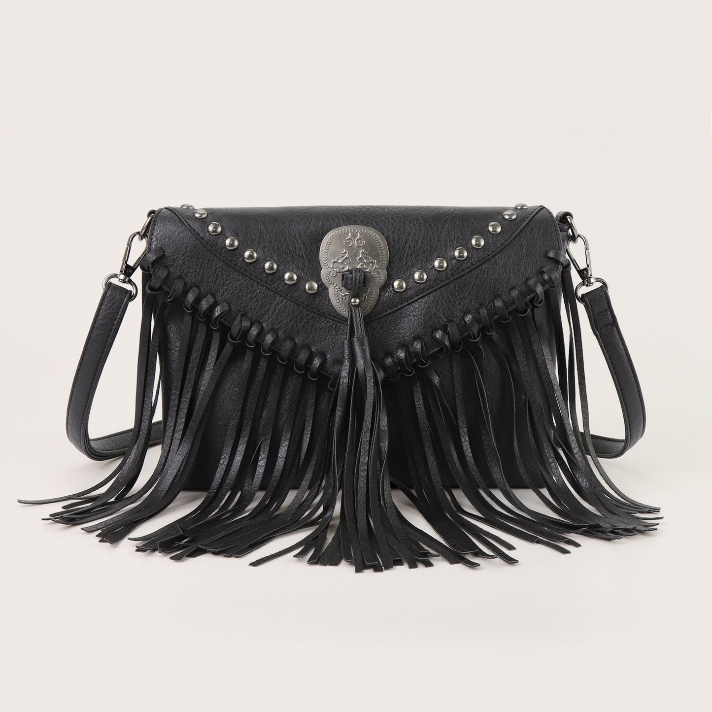 Stylish Soft Pu Rivets Small Crossbody Tassel Bag, Skull Shoulder Crossbody Bag