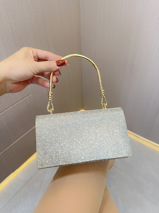 Rhinestone Evening Bag Wedding Birthday Banquet Party Purse Silver Shiny Banquet Clutch Bag Party Prom