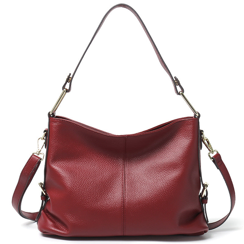 Elegant Genuine Leather Handbag - Stylish Fashion Leather Hobo Bag & Crossbody Tote Bag