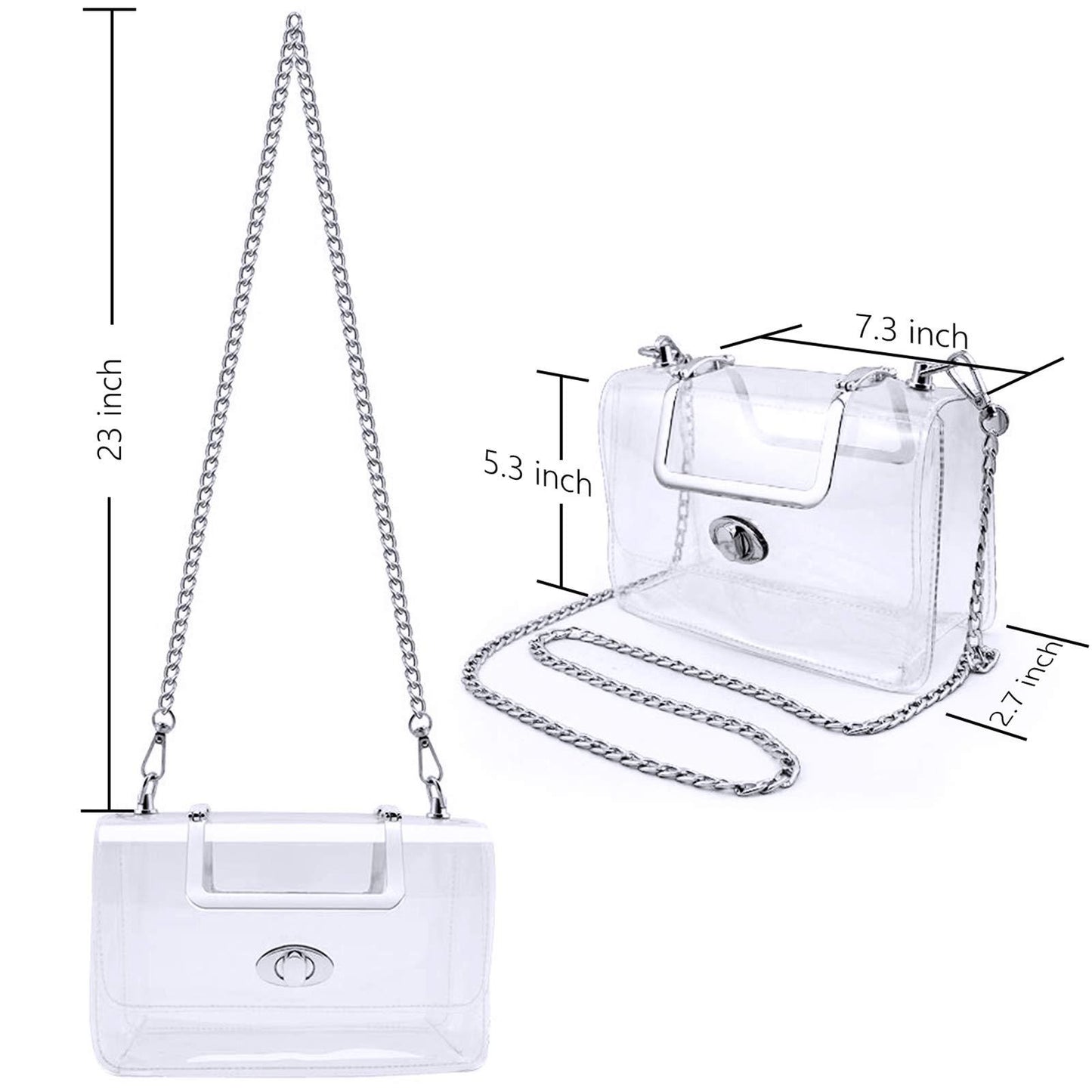 Women's Transparent Clutch Bag – Stylish Clear Crossbody Shoulder Bag with Removable Gold Chain Strap