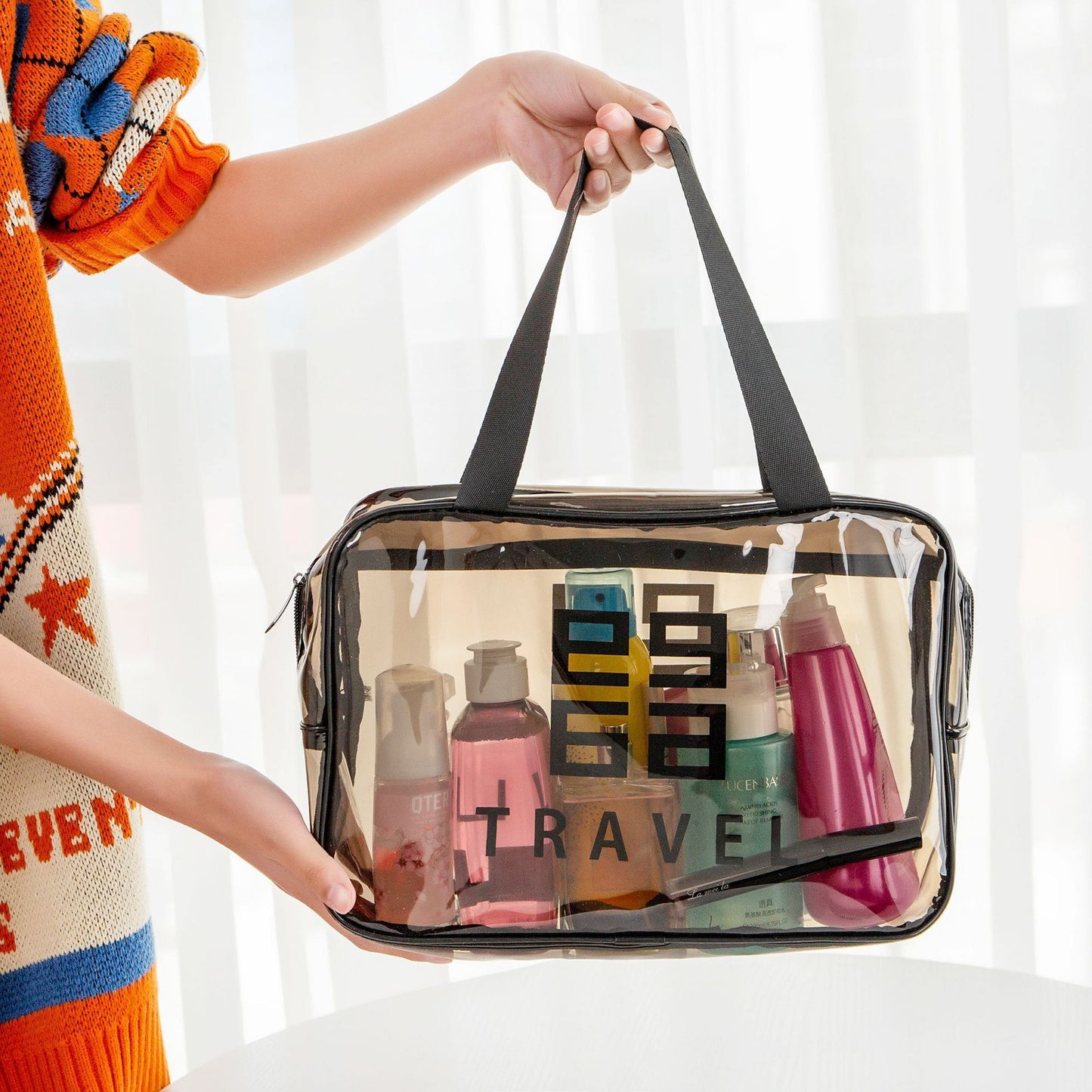 Transparent Toiletry Bag,Wash bag portable cosmetic bag, waterproof travel cosmetics large-capacity storage bag