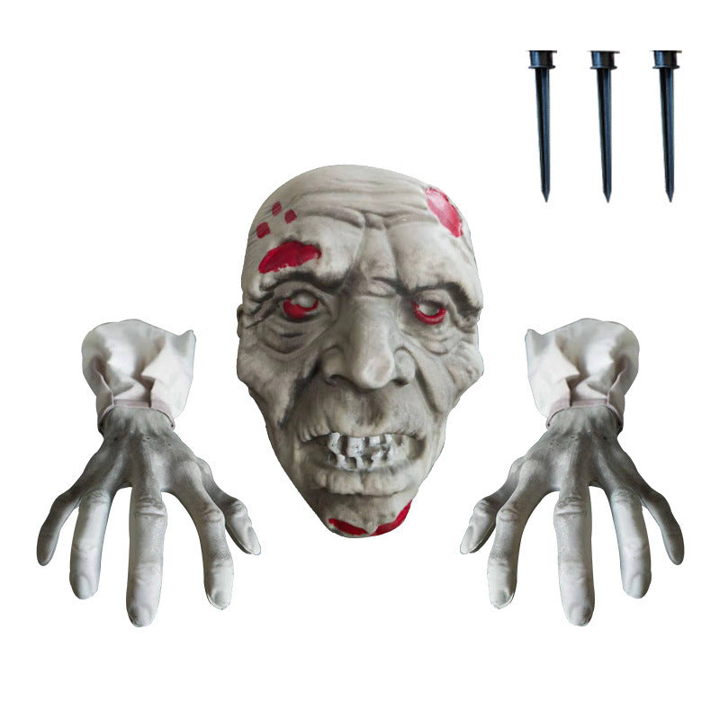 Halloween scary ghost grass decoration horror scene layout atmosphere props three-piece set