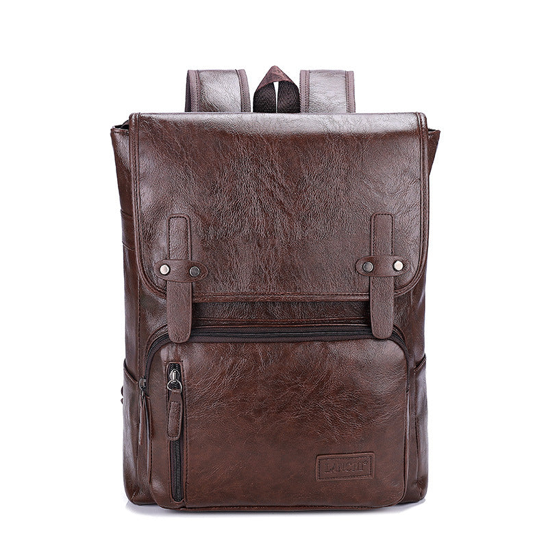 Trendy Men's Retro Backpack Trendy Cover Travel Business Bag 2025 Soft Leather Men's Backpack MB21080303