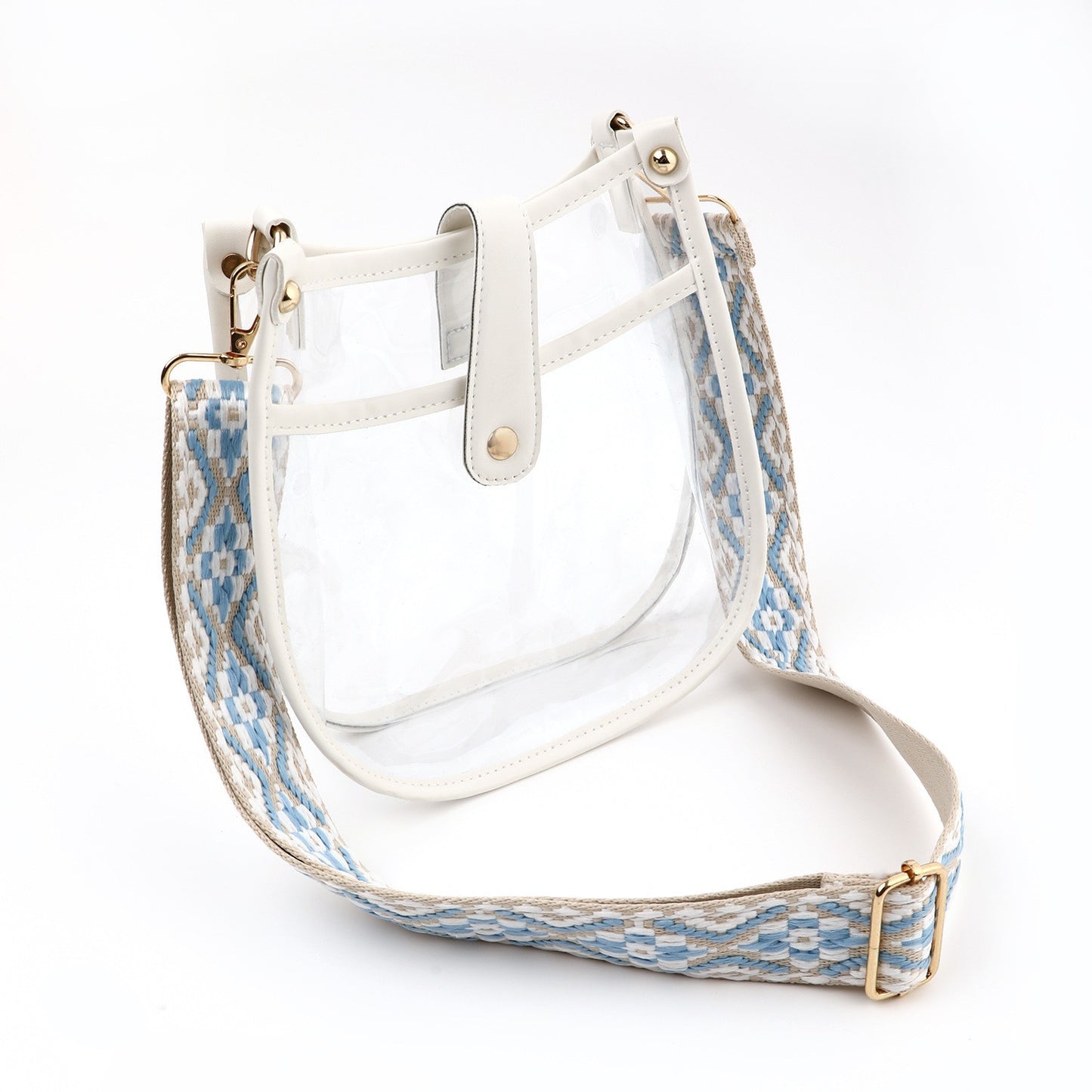 Women's bag large capacity transparent PVC crossbody bag, fashionable magnetic buckle single shoulder retro small crossbody