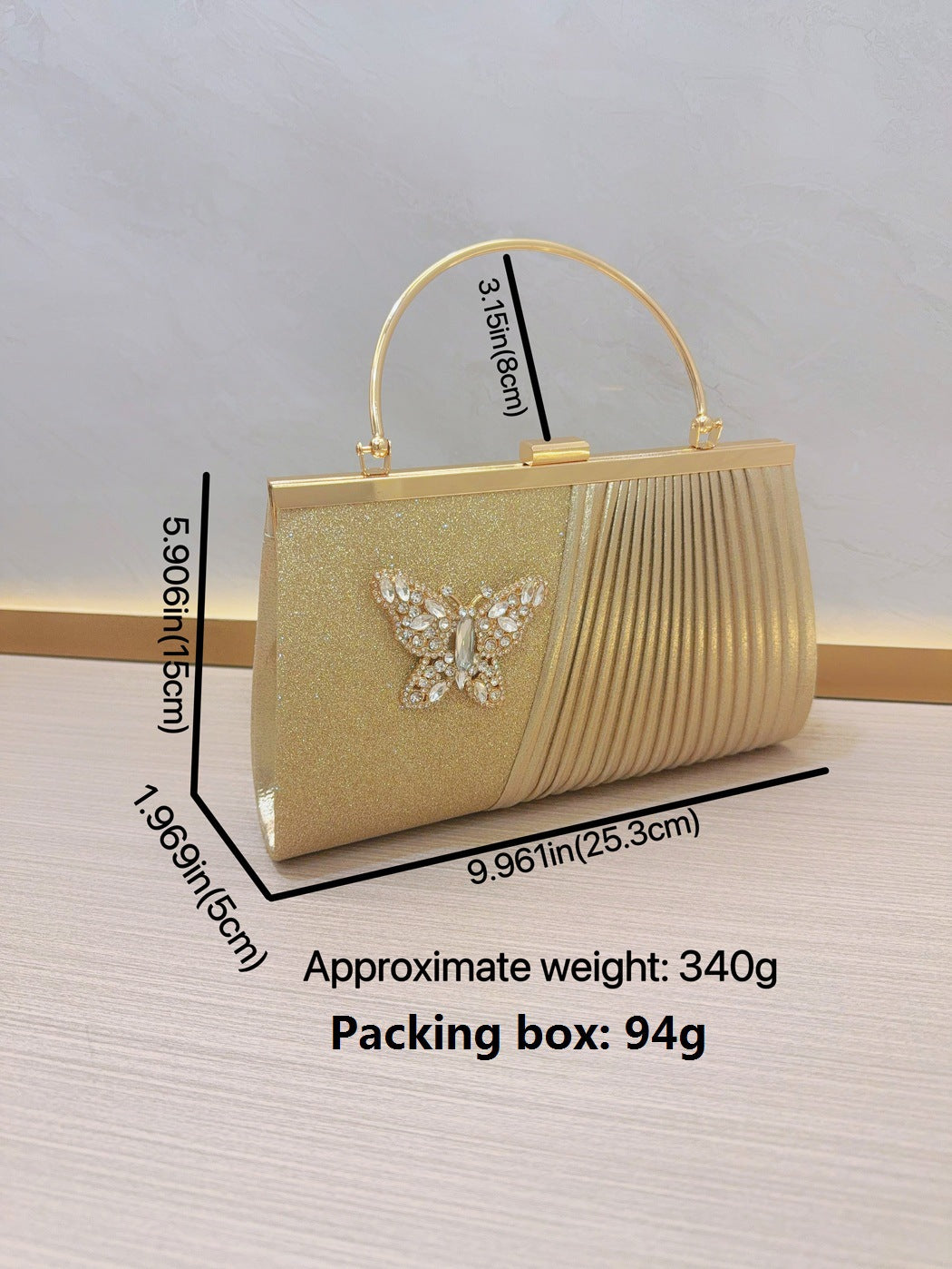 Handbag Wedding bag Clutch bag Dress bag pleated skew dinner party Party diamond set banquet bag