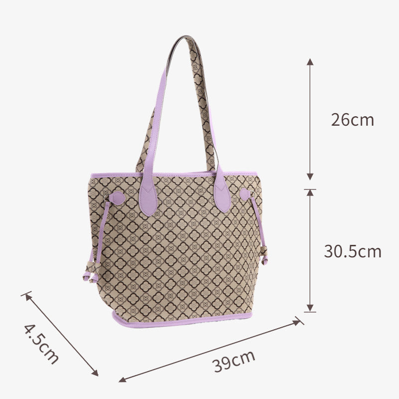 Ladies printed shoulder bag, versatile large capacity casual tote bag, big shoulder hobo bag