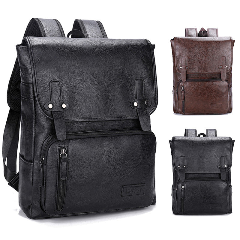 Trendy Men's Retro Backpack Trendy Cover Travel Business Bag 2025 Soft Leather Men's Backpack MB21080303