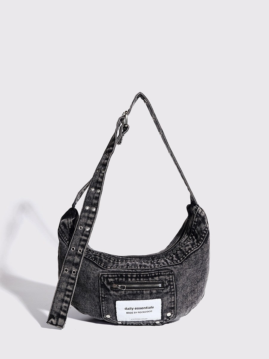 Stylish Underarm Bag – Vintage Design Hobo Bag with Washed Denim Charm for Everyday Elegance