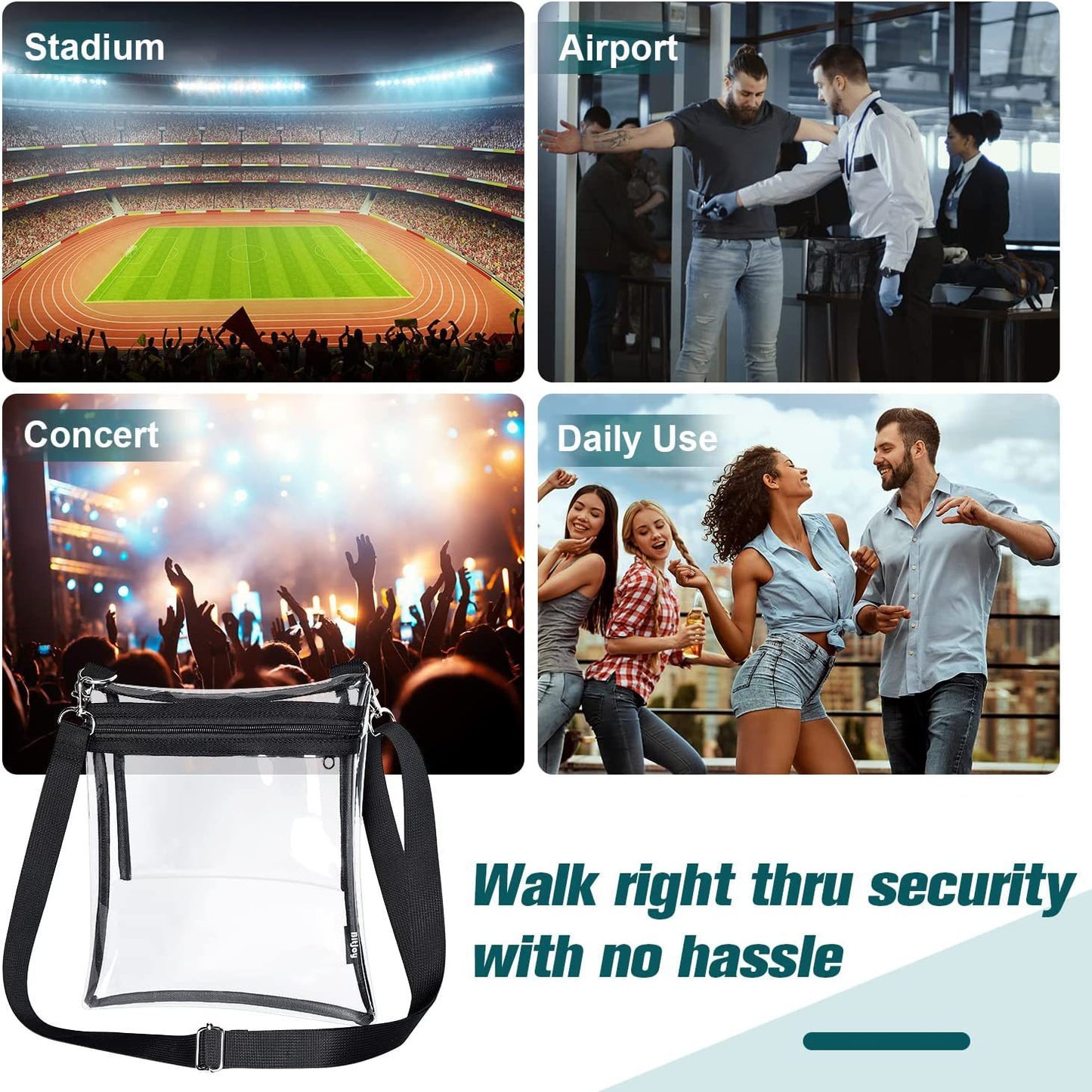 Transparent crossbody bag small, PVC messenger bag shoulder crossbody bag for concert stadium