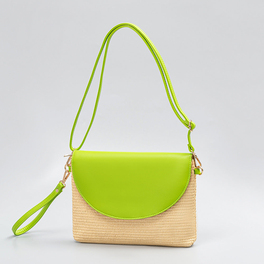 Holiday straw bag, small solid color shoulder bag, small crossbody beach bag, seaside beach bag clutch woven bag women