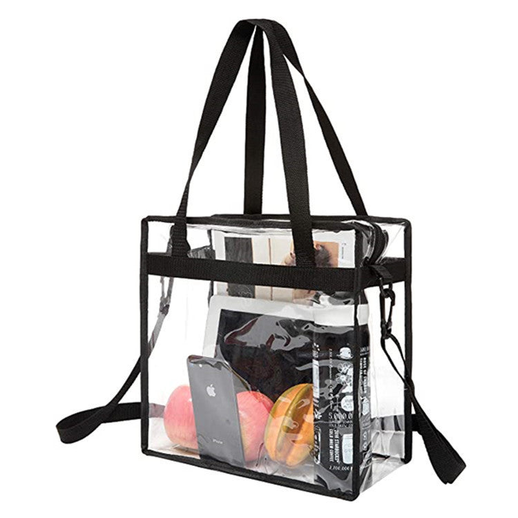 PVC transparent bag, square oversized travel tote bag, storage bag portable shoulder shopping bag, clear bag for stadium events