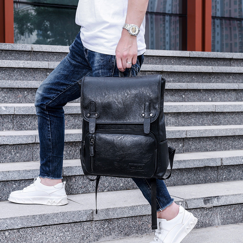 Trendy Men's Retro Backpack Trendy Cover Travel Business Bag 2025 Soft Leather Men's Backpack MB21080303