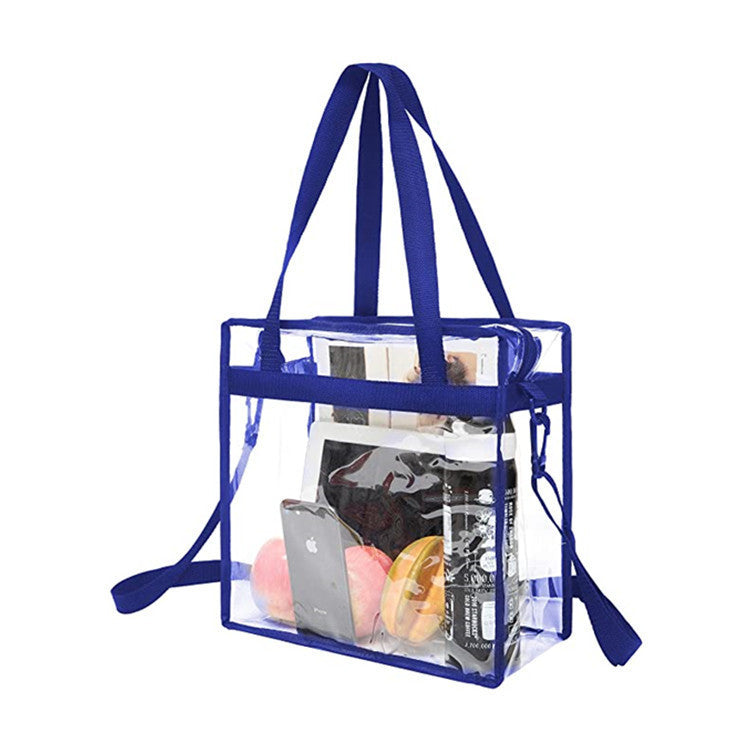 PVC transparent bag, square oversized travel tote bag, storage bag portable shoulder shopping bag, clear bag for stadium events