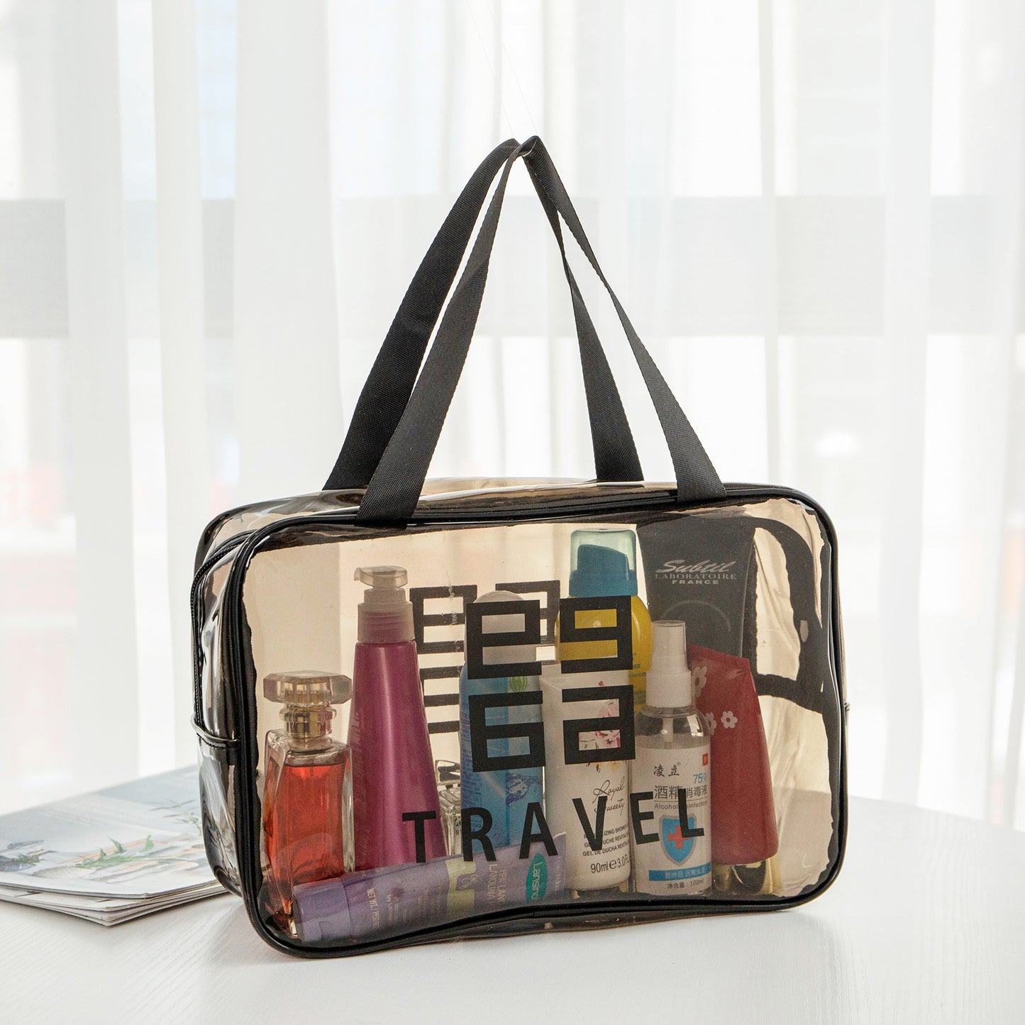 Transparent Toiletry Bag,Wash bag portable cosmetic bag, waterproof travel cosmetics large-capacity storage bag