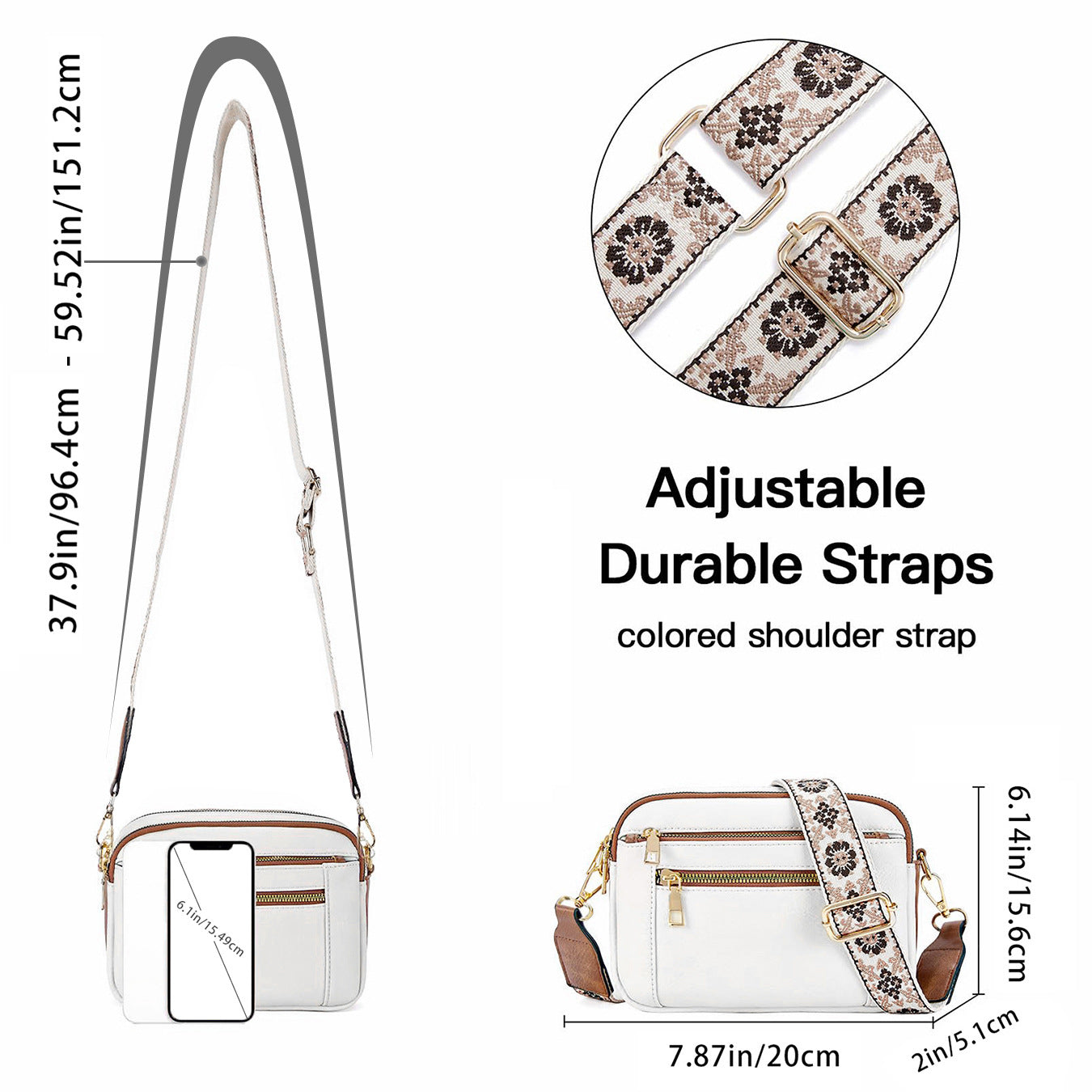 Small Crossbody Purse for Women Triple Zip, Color Matching Multifunctional Zipper Crossbody Bag, Small Square Bag PU Shoulder Bag,