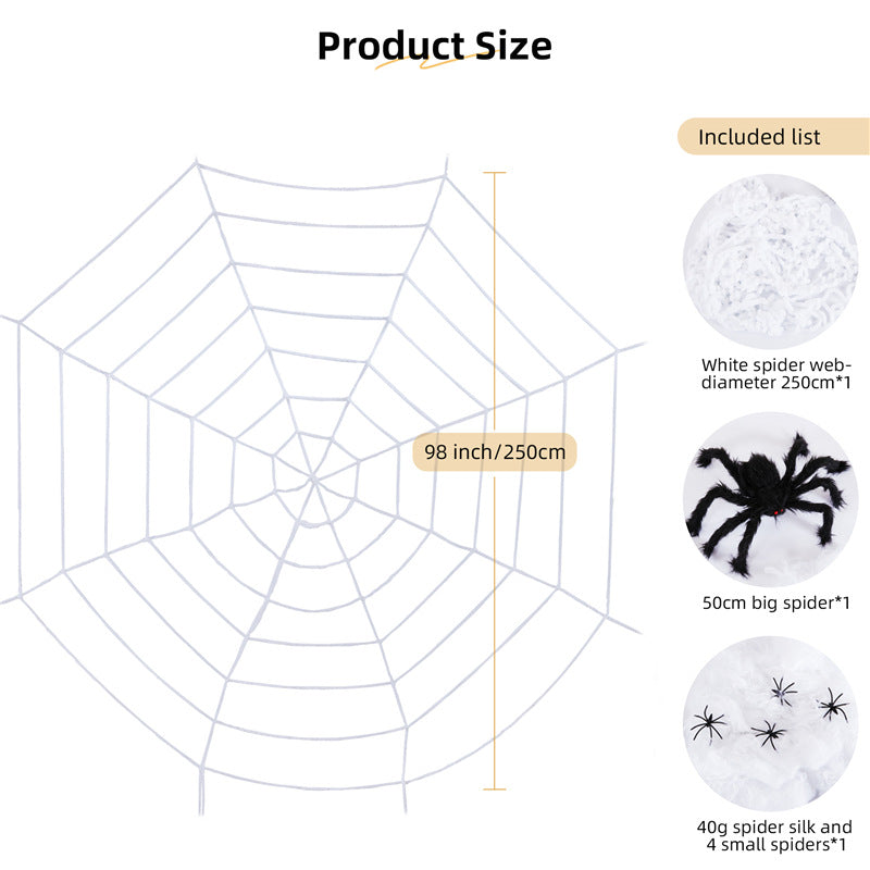 Halloween spider web decoration haunted house party trick props spider silk simulation big spider combination scene arrangement