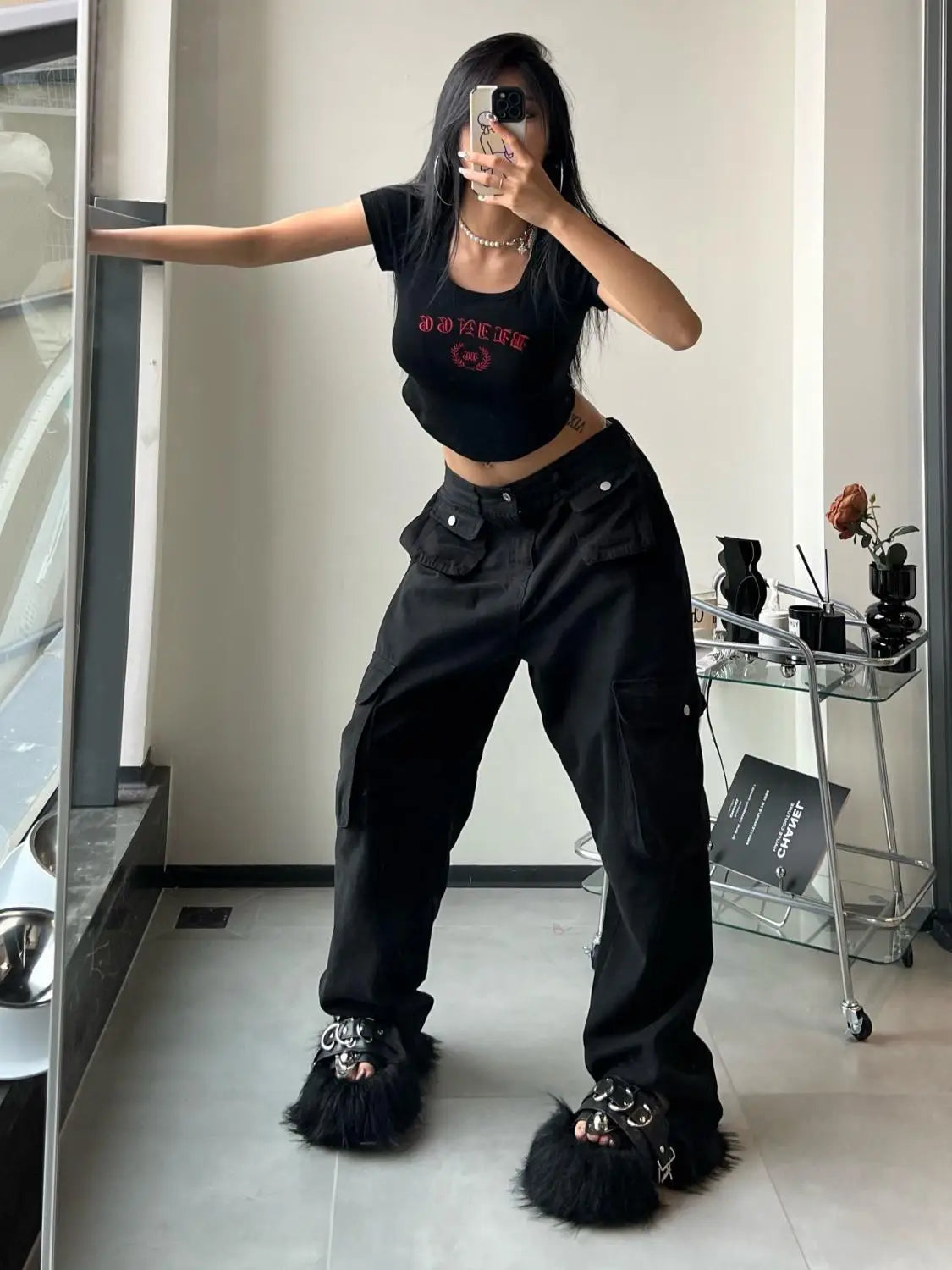 Vintage Cargo Pants Women Gyaru Brown Korean Fashion Baggy Baddies Streetwear Hippie Trousers Casual 90s Aesthetic