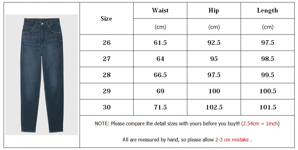 Medium Comfort-stretch Jean Women Autumn Winter 2025 High Wasit Cotton Vintage Denim Pant Casual Long Trousers Streetwear Female