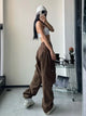 Vintage Cargo Pants Women Gyaru Brown Korean Fashion Baggy Baddies Streetwear Hippie Trousers Casual 90s Aesthetic