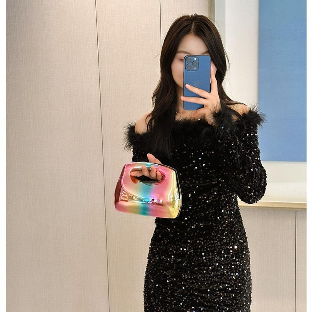 Acrylic bag square box clutch bag metal dinner bag Crossbody even bag party decoration evening bag evening purse clutch purse