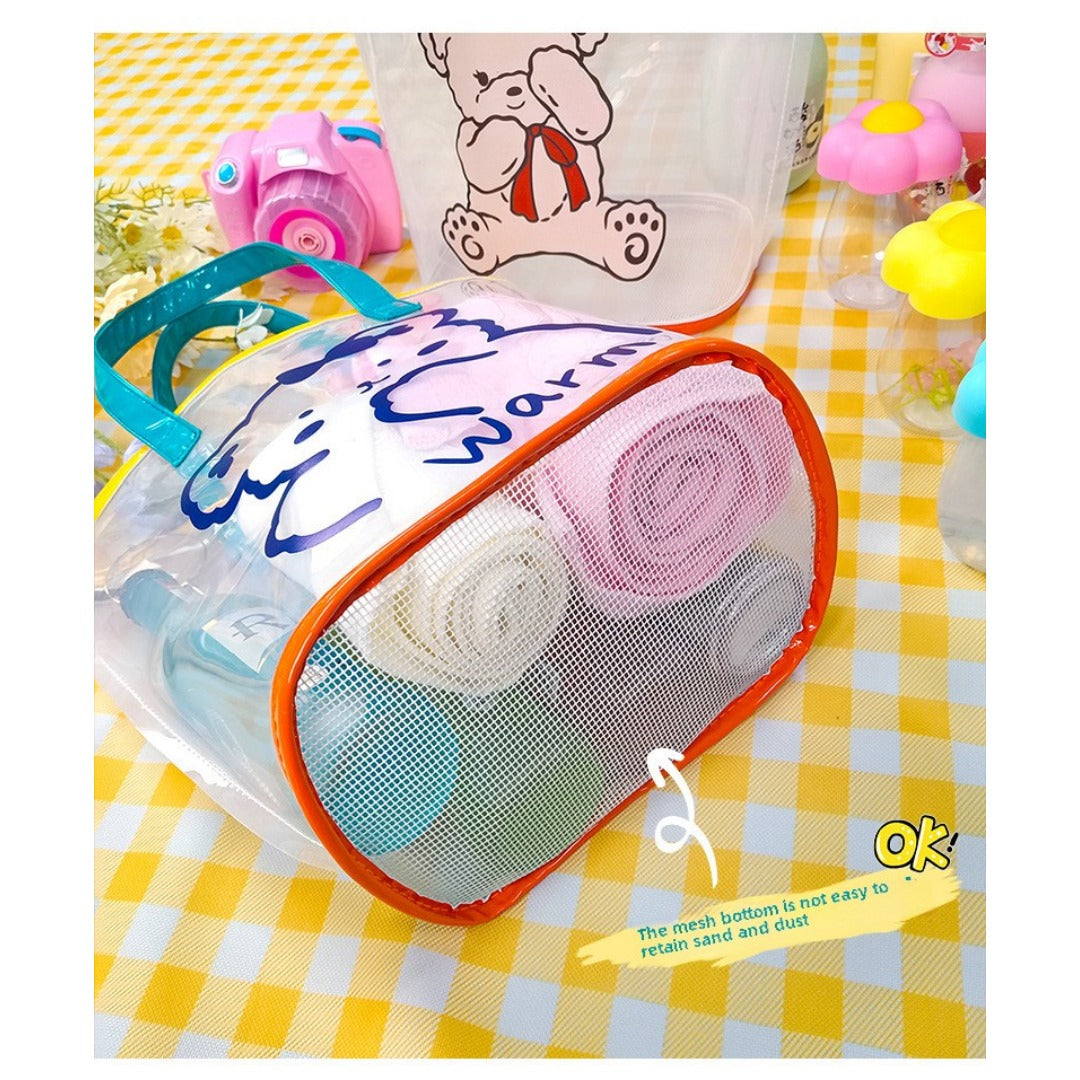 Frosted translucent PVC jelly bag, portable large-capacity beach bag, swimming bag,