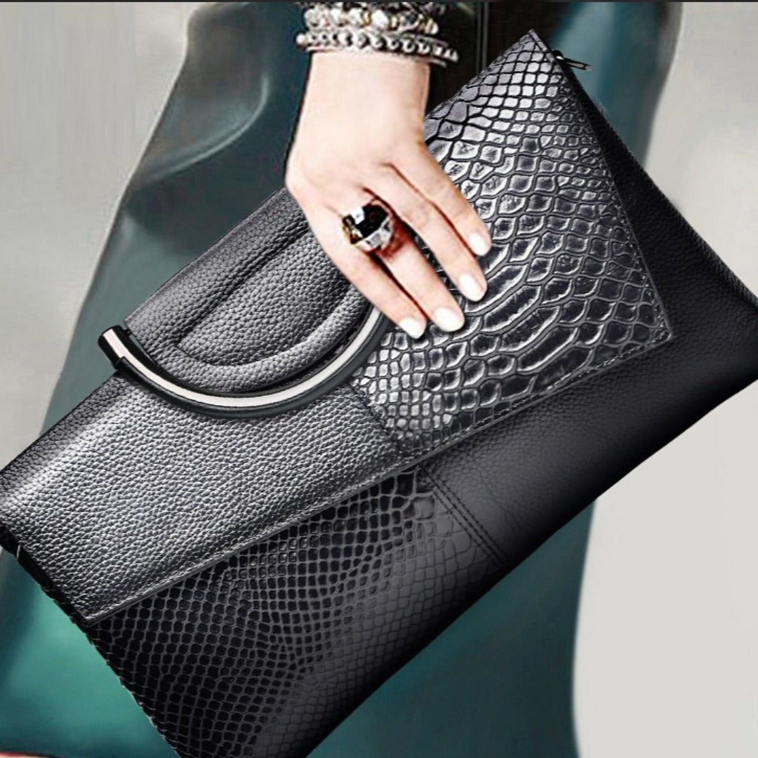 Clutch bag women, large capacity banquet handbag, crocodile pattern women's fashion temperament crossbody bag