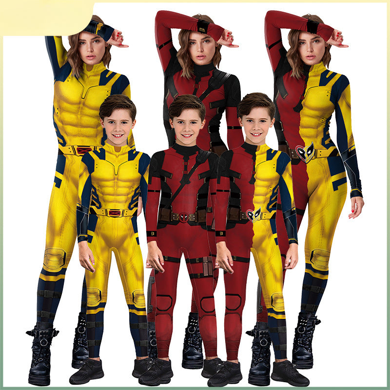 onepiece Halloween movie cos suit Deadpool 3 Wolverine costume playing suit printed jumpsuit