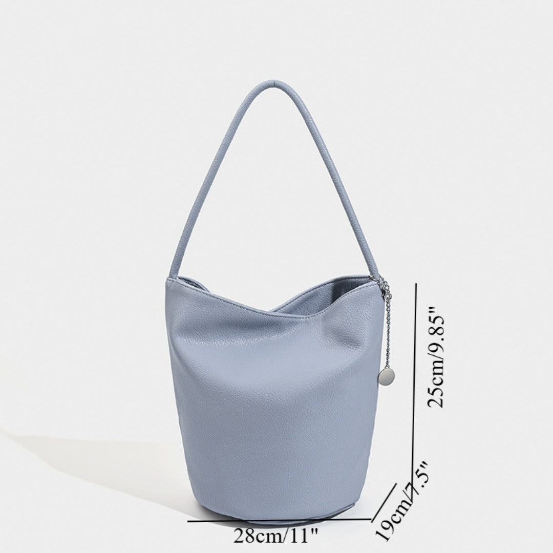 Retro soft leather bucket bag, women's shoulder underarm bag, commuter tote bag