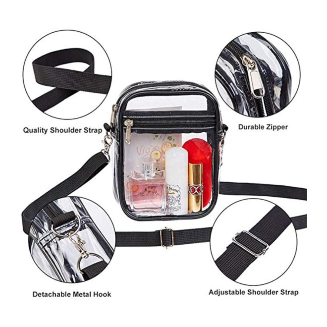 PVC transparent small shoulder crossbody bag, portable waterproof shopping bag, beach multi-functional storage bag