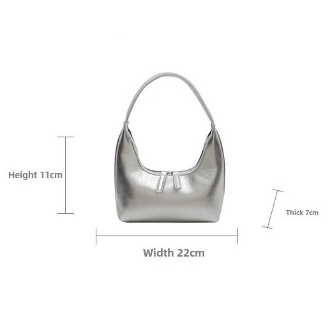 Silver mini hobo shoulder bag, small shoulder purse, women's summer shoulder bag, small hobo handbag