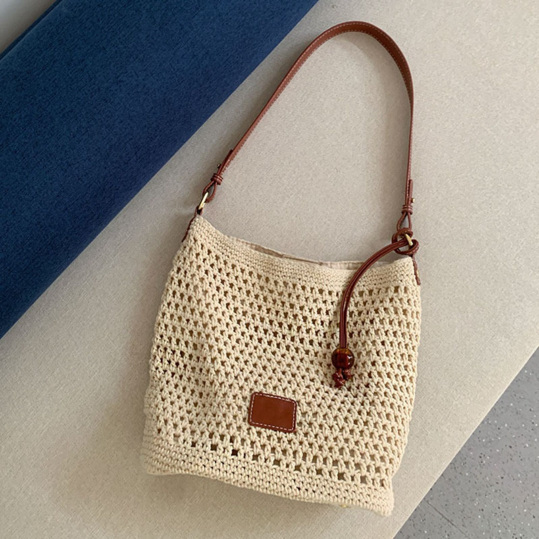 Woven hollow bag women, crochet bag, summer seaside vacation travel tote bag, beach bag, shoulder armpit bag