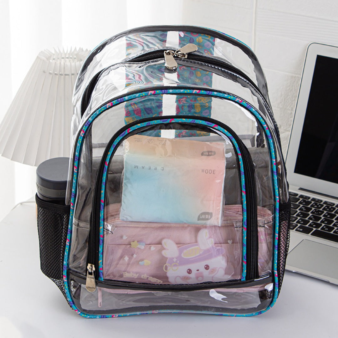 PVC transparent backpack, travel goods multi-layer storage waterproof backpack purse, Transparent backpack purse