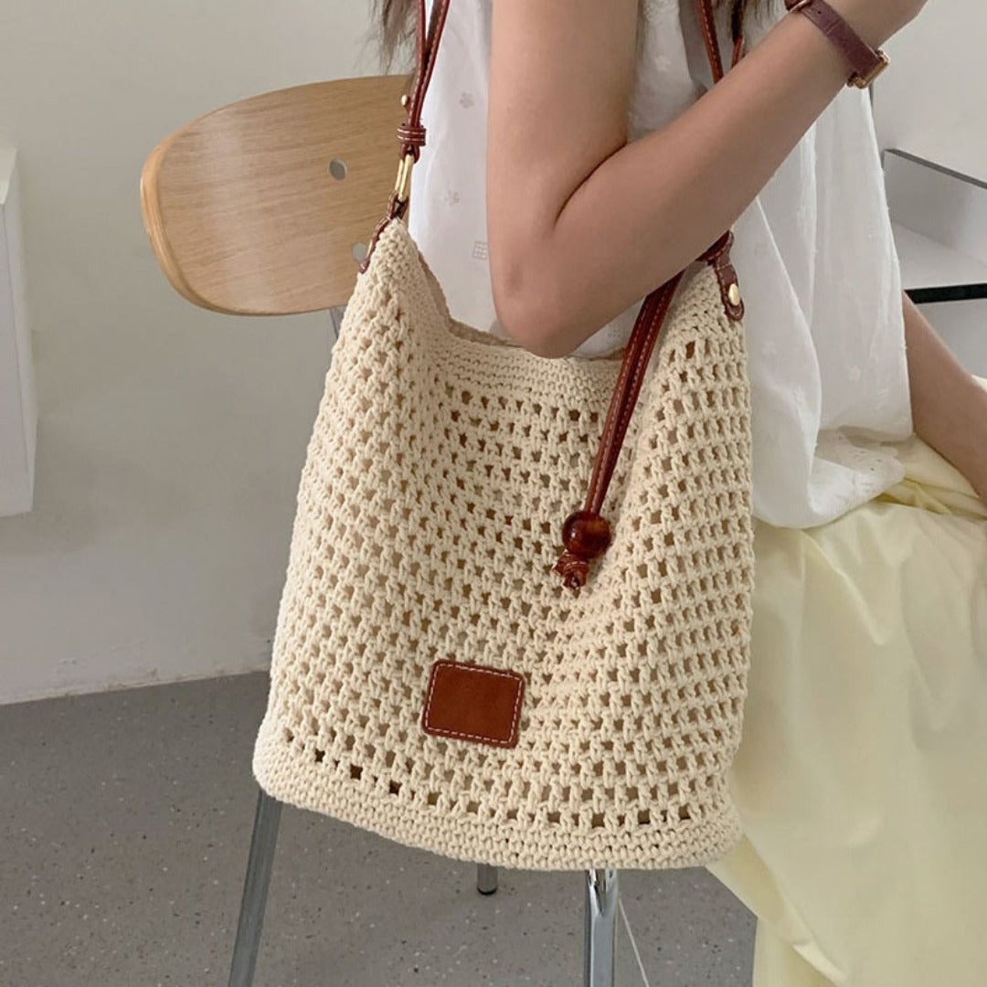 Woven hollow bag women, crochet bag, summer seaside vacation travel tote bag, beach bag, shoulder armpit bag