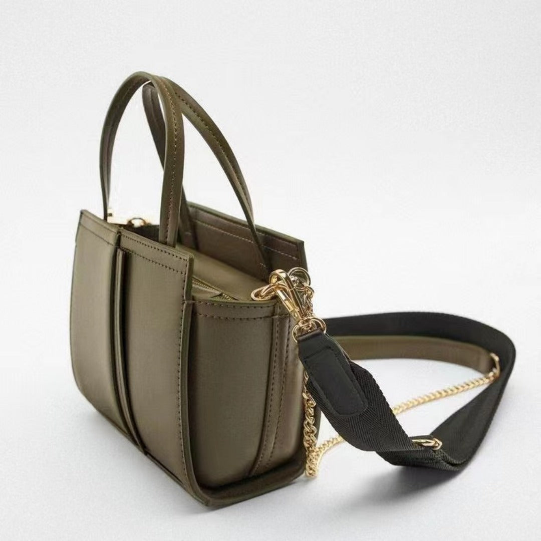 Stylish Female Army Green Tote Purse - Versatile Crossbody Guitar Strap Bag for Everyday Use