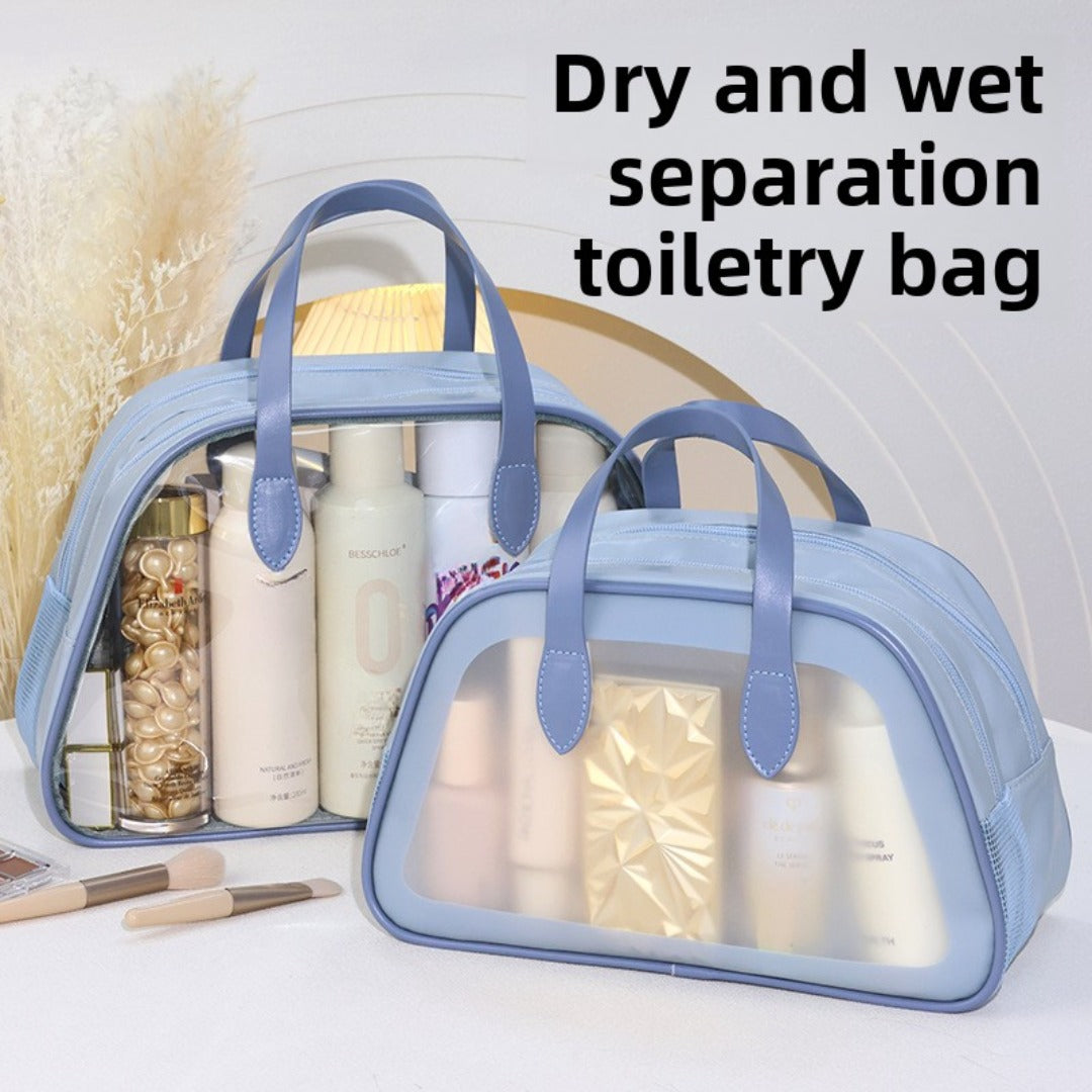 Wet and dry separation wash bag, portable waterproof bath swimming storage bag, business trip cosmetic bag, Transparent Cosmetic Bag, transparent makeup purse,