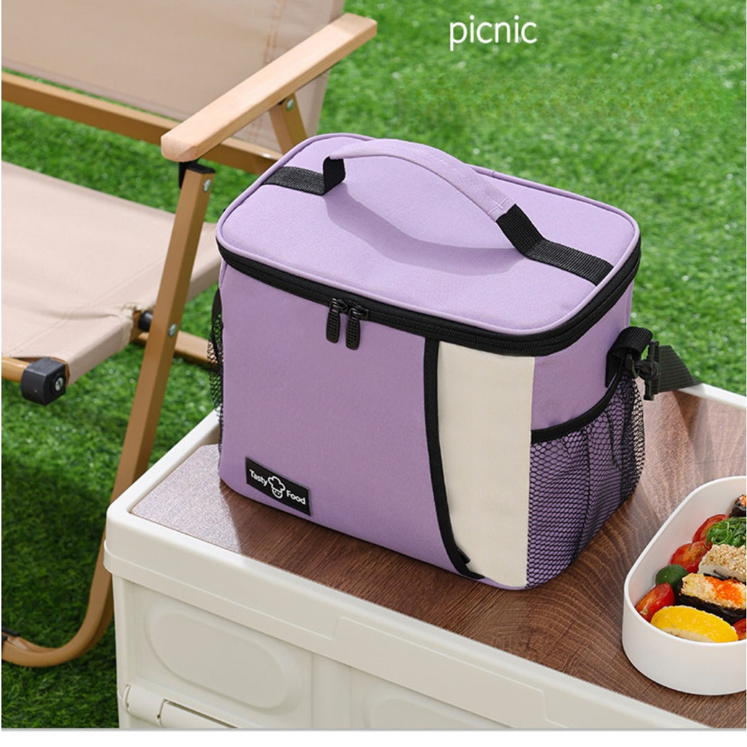 Outdoor picnic bag, lunch tote bag with crossbody strap, shoulder ice bag for thermal insulation, lunch box bag, fruit cold drink storage bag