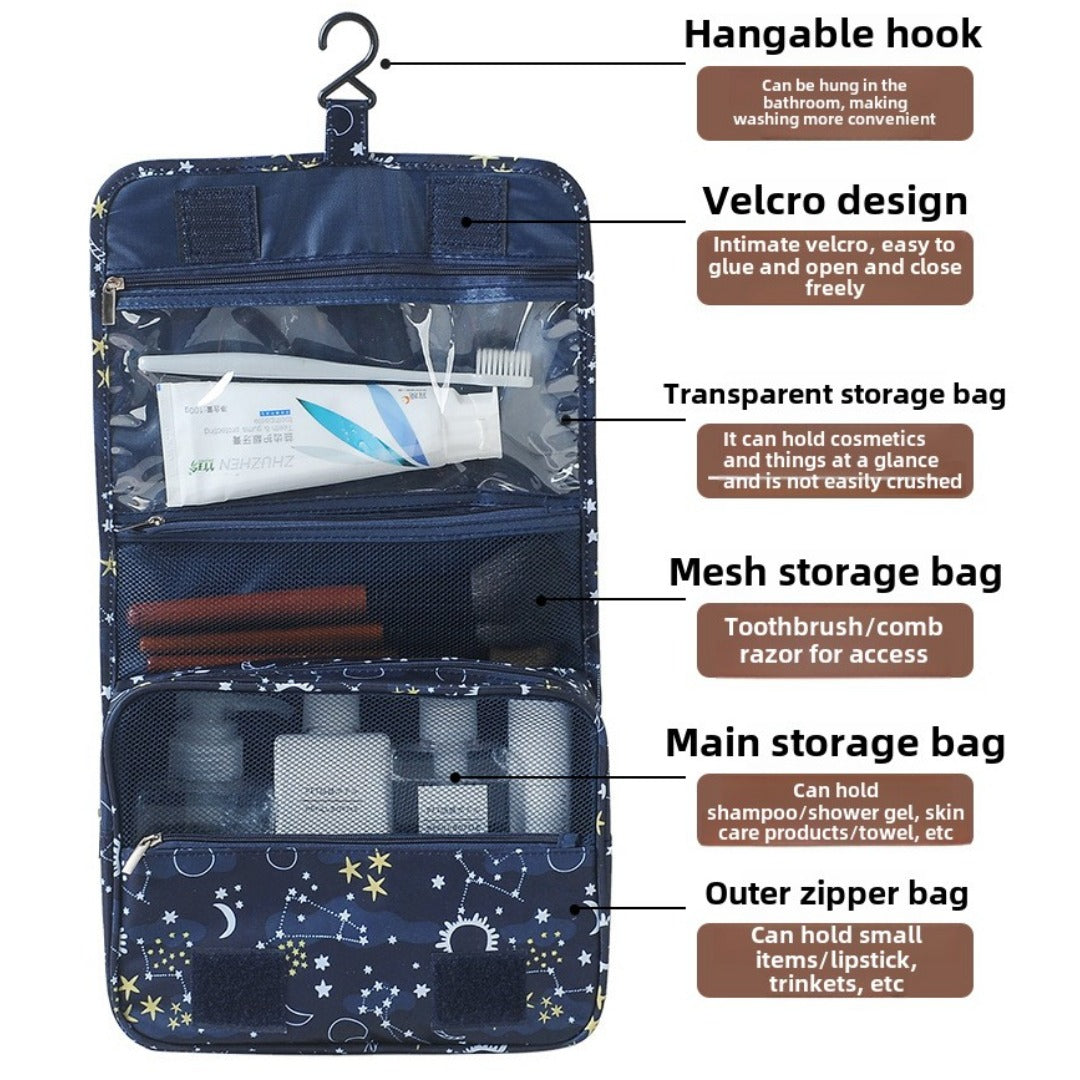 Visible Toiletry Bag Multifunctional Large Capacity Waterproof Cosmetic Bag, Business Travel Portable Dry and Wet Separation Bathroom Hook Wash Bag, Storage Bag