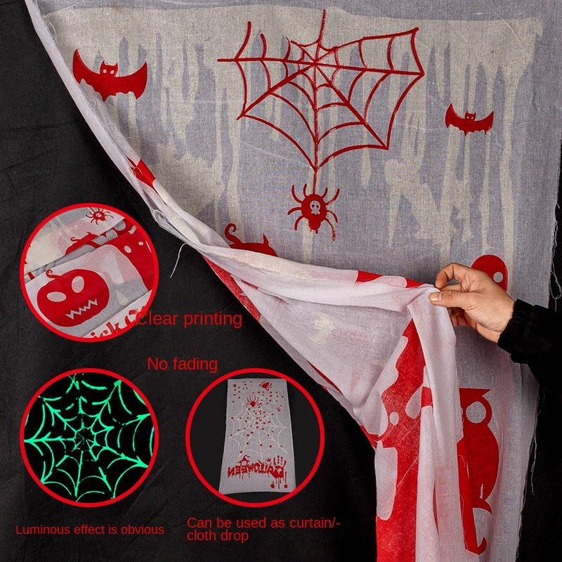 Halloween luminous light curtain pumpkin ghost spider web haunted house secret room horror blood gauze atmosphere layout props