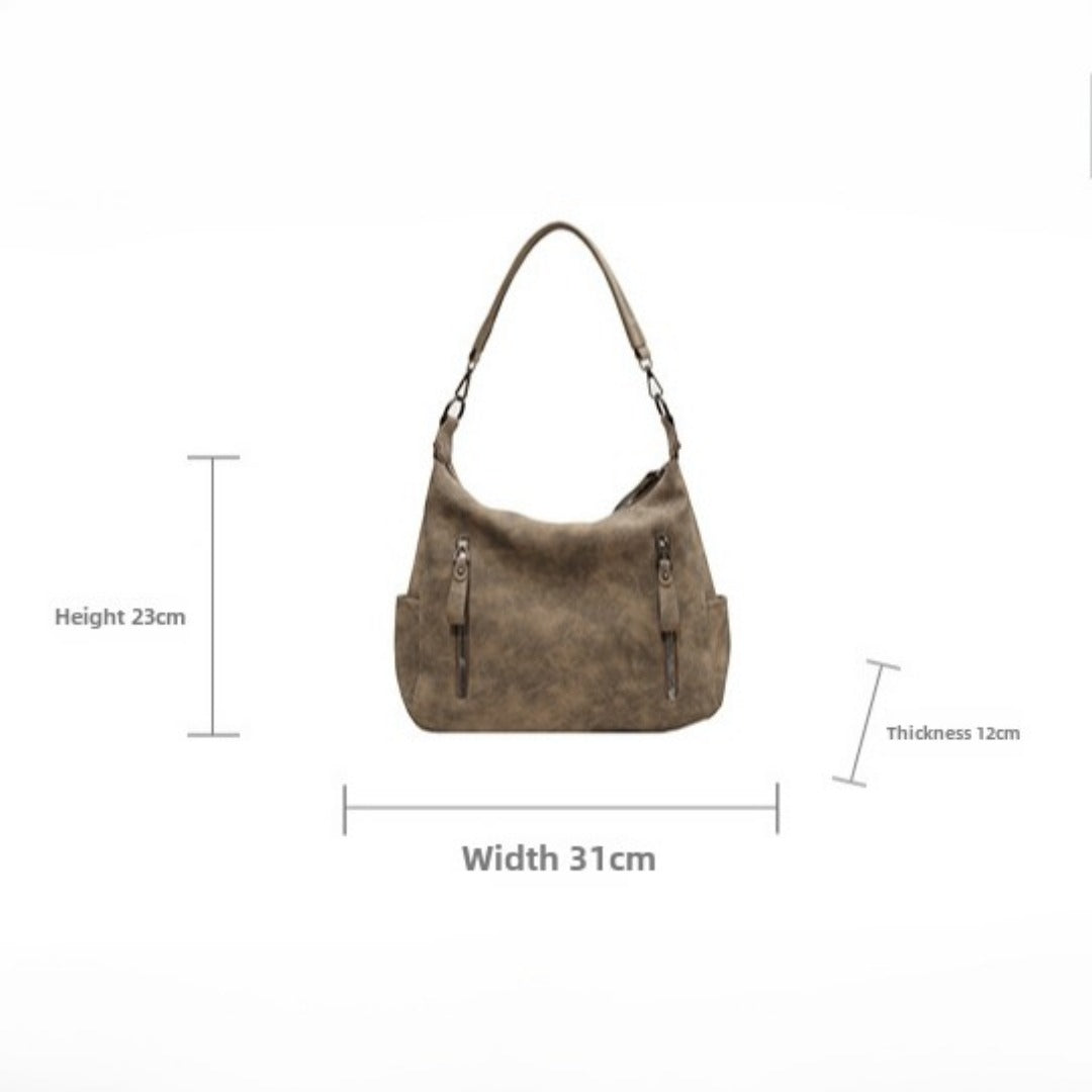 Vintage large capacity hobo bag for women, women's fashion tote bag, textured portable commuter bag