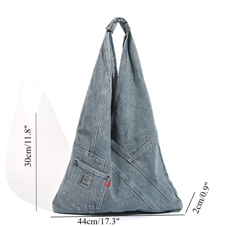 Washed denim hobo bag, underarm shoulder bag, large capacity tote shoulder bag, handbag versatile