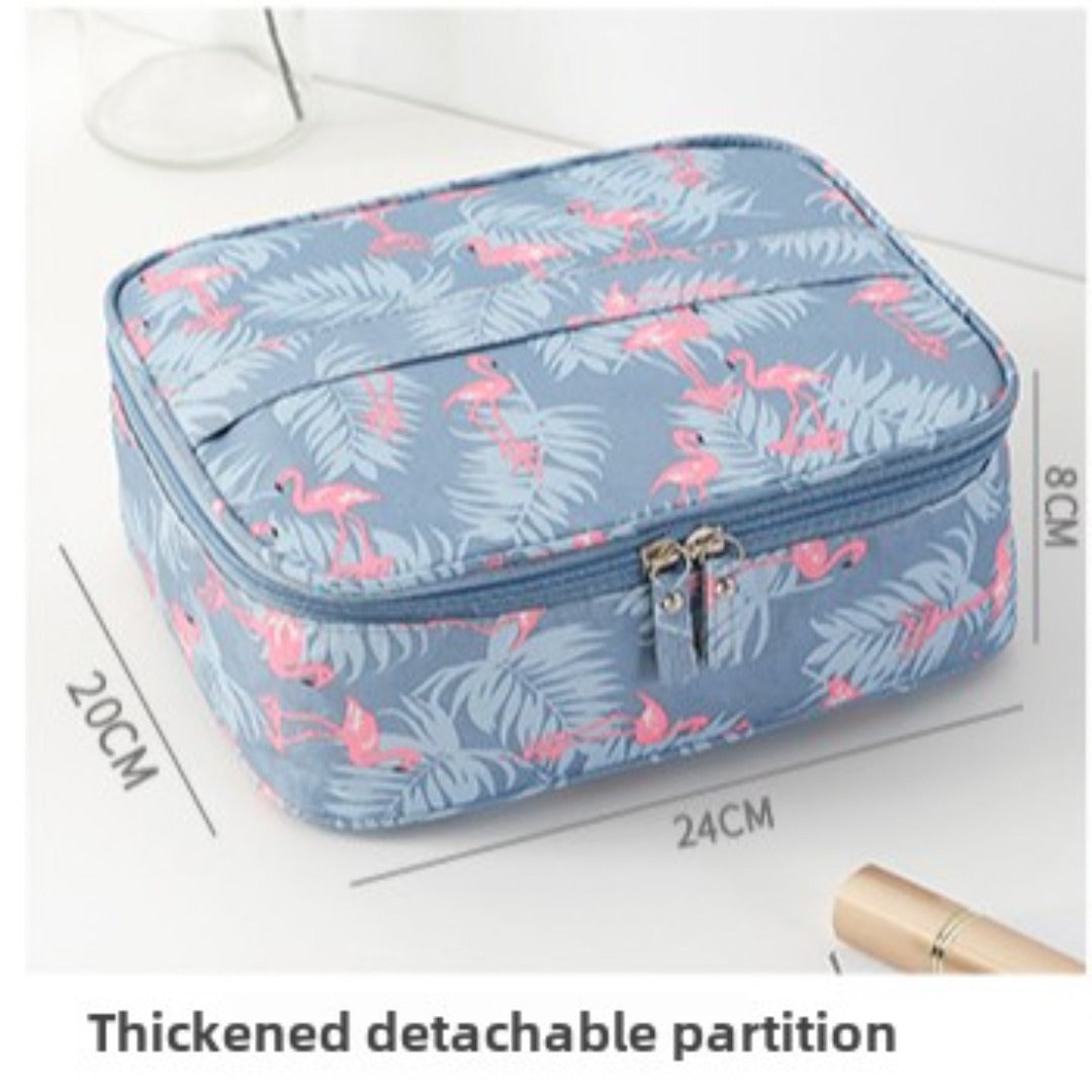 Travel portable large capacity cosmetic bag, printed nylon cosmetic storage bag, cosmetic case, toilet bag, makeup bag organizer, makeup bag with compartments,