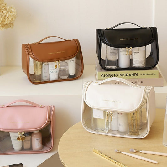 Visible portable cosmetic bag, large capacity portable cosmetic storage bag, multi-functional waterproof toilet bag, travel makeup bag, transparent makeup purse,