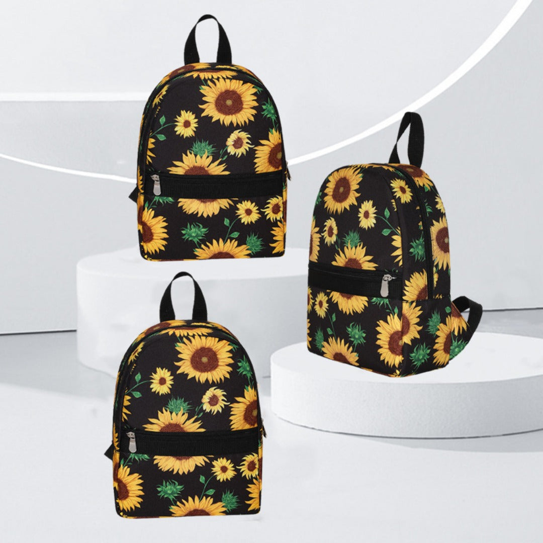 Sunflower pattern backpack, large capacity lightweight backpack purse, travel goods nylon storage backpack